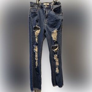 DOGMA Distressed Blue Jeans size 5‎ has an attachment to convert to overalls